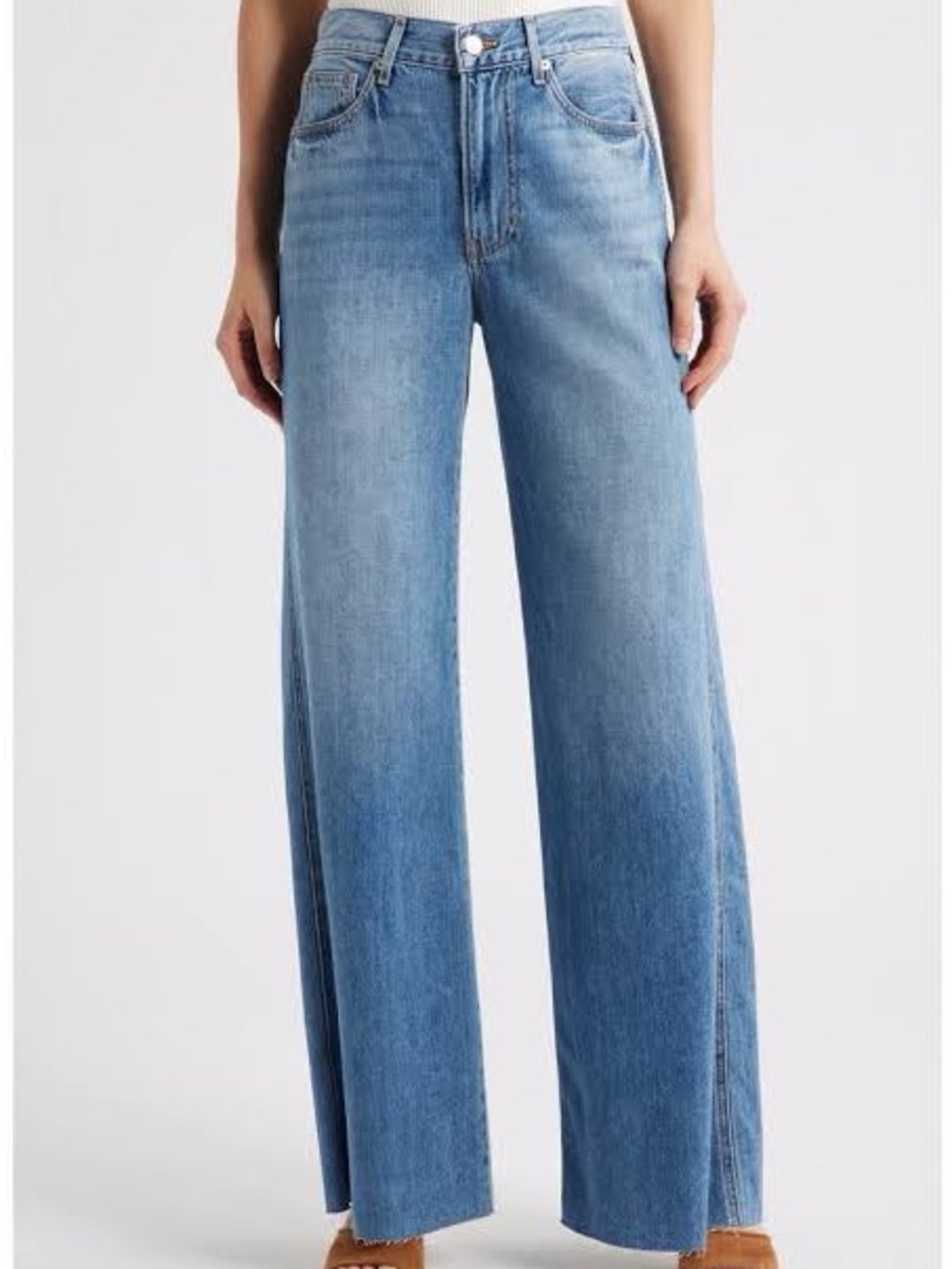 Veronica Beard Kasey Wide-Leg High-Rise Jeans in Dusted Glare Denim